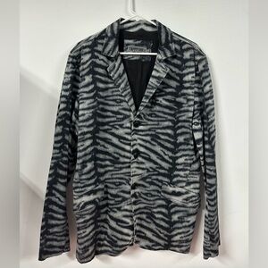 Tripp NYC Jacket Men Large Grey Zebra Animal Daang Goodman Grudge Goth Blazer